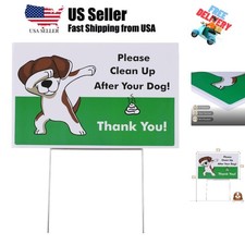 No Pooping Dog Signs for Yard, Clean Up After Your Dog Signs with H-Stake Sta...