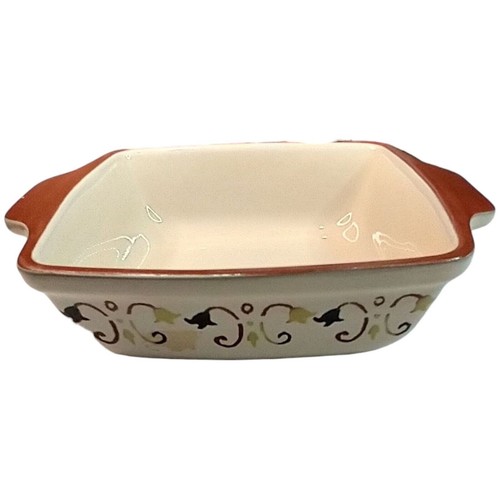 VICENZA by ARTIMINO 9" Square Casserole Dish Portugal Ombre Scrolls Terra Cotta - Picture 4 of 9