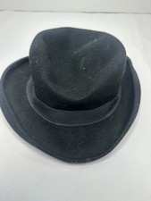 Vintage Betmar Fedora Hat Black 100 Wool Felt USA Made Feather Accent
