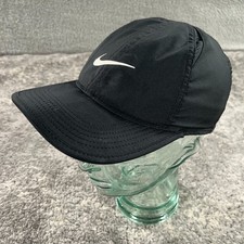 Nike Hat Cap Youth Boys Strapback Black Featherlight Dri Fit Logo Running Tennis