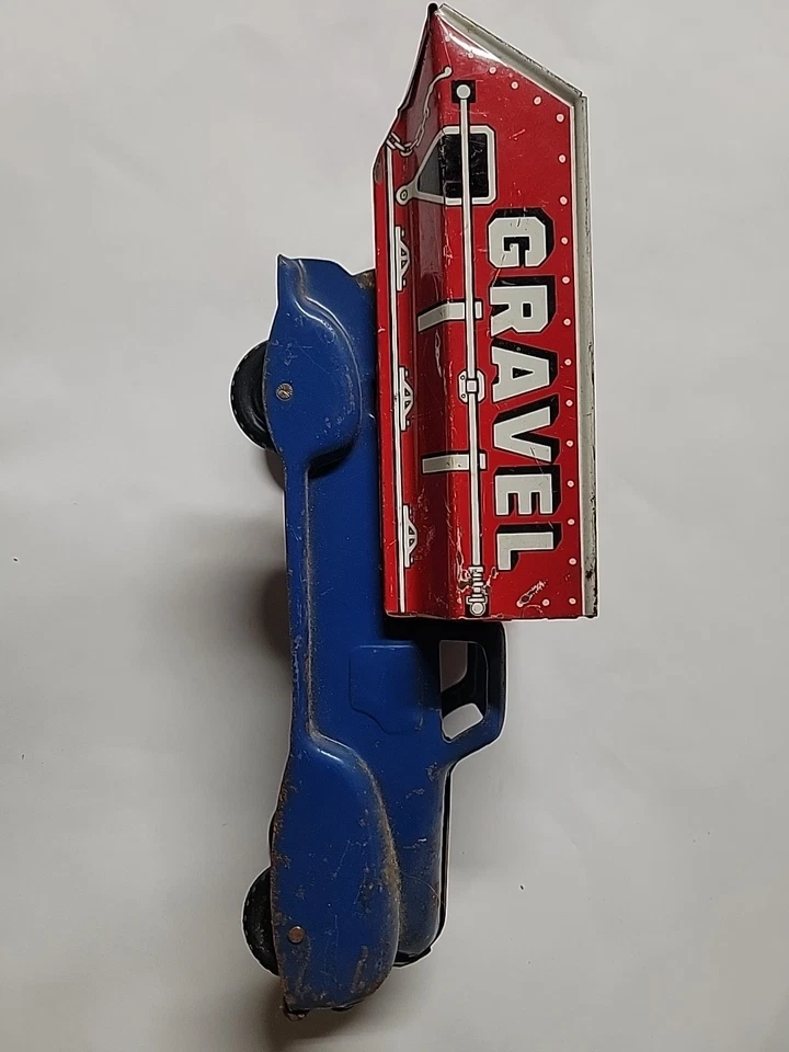 Caminhão de aço prensado vintage Marx areia e cascalho versão cinza e vermelha - Imagem 4 de 4