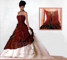 Top abito da sposa arricciato abito da sposa rosso vino avorio 32-60 lacci 3D fiori
