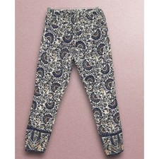Tory Burch Navy Cream Floral Paisley Skinny Ankle Pants 51131205 Womens 28