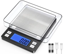 BOMATA 0.01g/1kg Upgraded Small Digital Scale, USB Rechargeable, with Larger ...