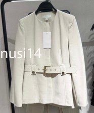 ZARA NEW WOMAN BELTED TAILORED BLAZER JACKET IVORY XS-XL 8585/593/741