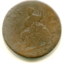 UK Half Penny 1718 ?? or 1723 ?? well worn   lotnov3545