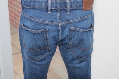 Herren Ted Baker W34 L32 Dunkelblau 34R Jeans Slim Taper Stretch Denim Indigo