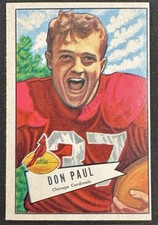 1952 Bowman Football Small #103 Don Paul Chicago Cardinals EXE