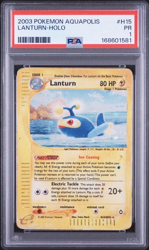 2003 Pokemon Lanturn Holo Aquapolis H15/147 PSA 1   POP 6