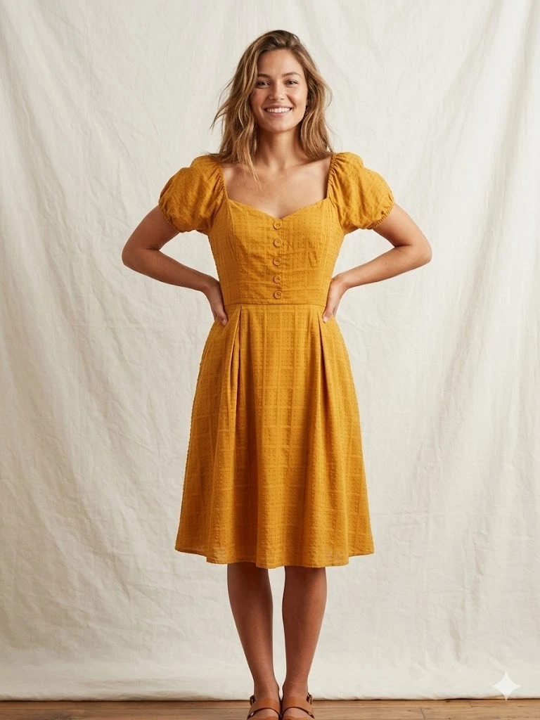 knee length dresses for ladies Square Neck Party Dress