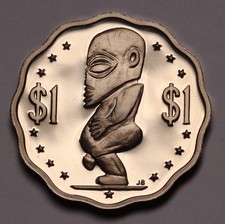 1988 Cook Islands  Dollar $1 Tangaroa Proof Coin KM# 37 Scarce