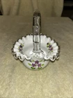 Vintage Fenton Silver Crest Violets In The Snow Hand Painted Basket