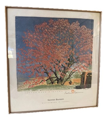 Gustave Baumann Cottonwood In Tassel Signed Numbered Art Print Framed 17x19 