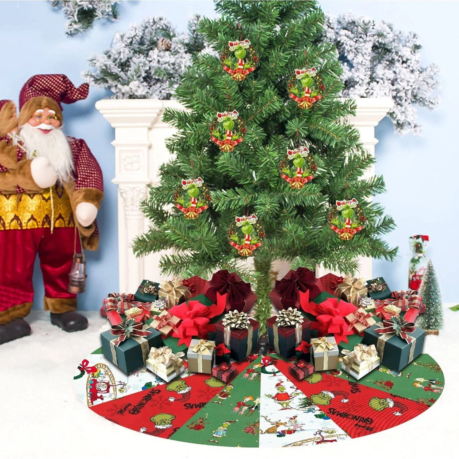 Seuss Geisel Christmas Tree Skirt Merry Grin White Green Red