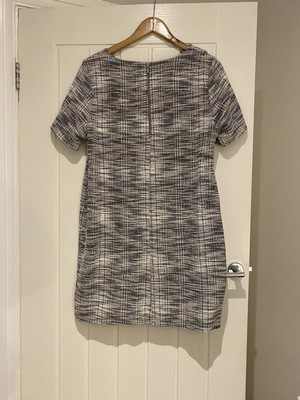 Wallis Grey Textured Women's Shift Dress With Pockets, Uk Size 14