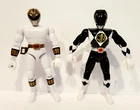 Set of 2 Vintage 1993 Bandai Power Rangers Black & White 8" Action Figures