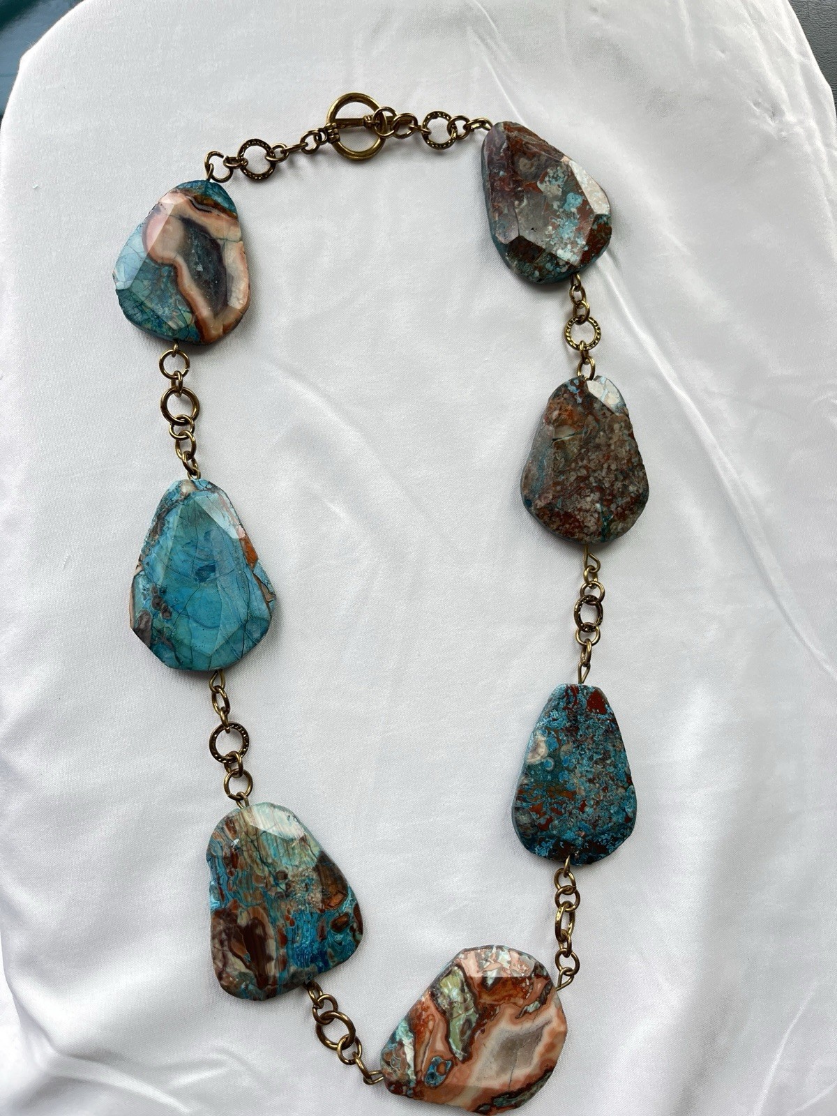 Gemstones Statement Chunky  Flat Stone Vintage Ne… - image 1