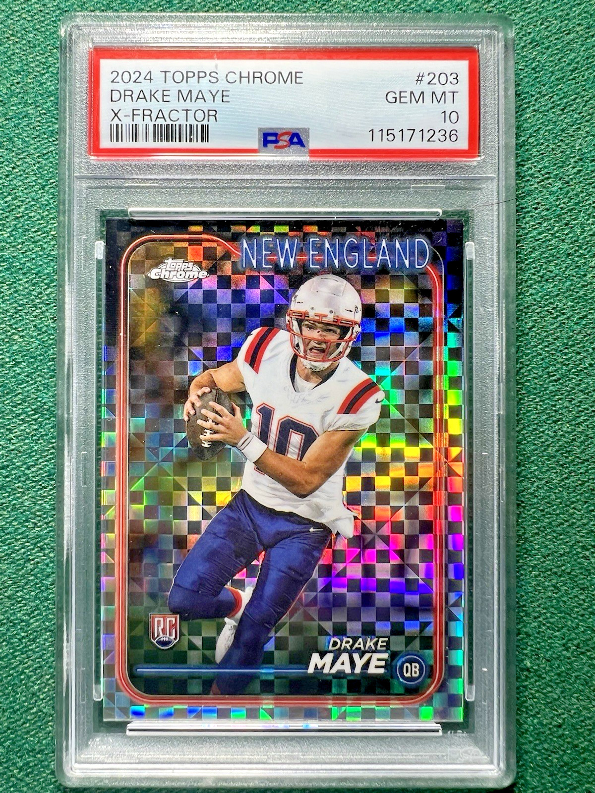 2024 Topps Chrome Drake Maye Rookie #203 X-FRACTOR PSA 10 GEM MINT Patriots RC!
