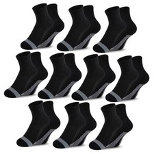 10 Pairs Boys Socks Half Cushion Cotton Quarter 7-10 Years 10 Pairs Black