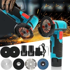 12V Cordless Brushless Mini Angle Grinder-Hand Polishing Tool with 2Battery&Disc