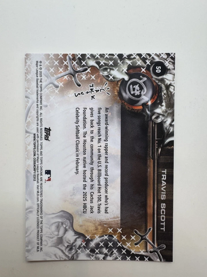 2025 Topps Chrome Cactus Jack Collab Travis Scott Card #50 - Image 3 of 3