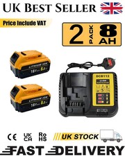 2 Pack 8.0AH Replacement for Dewalt batteries 18V with charger ❗OR WITHOUT❗  IT