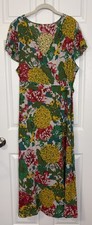 Women’s Yesno Wrap Dress Size 2XL Cotton Floral Short Sleeve Boho Casual Comfort