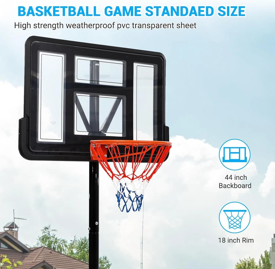 Portable Basketball Hoop 5.2-10FT Adjustable Basketball Goal System Teen Adult - Image 3 of 4