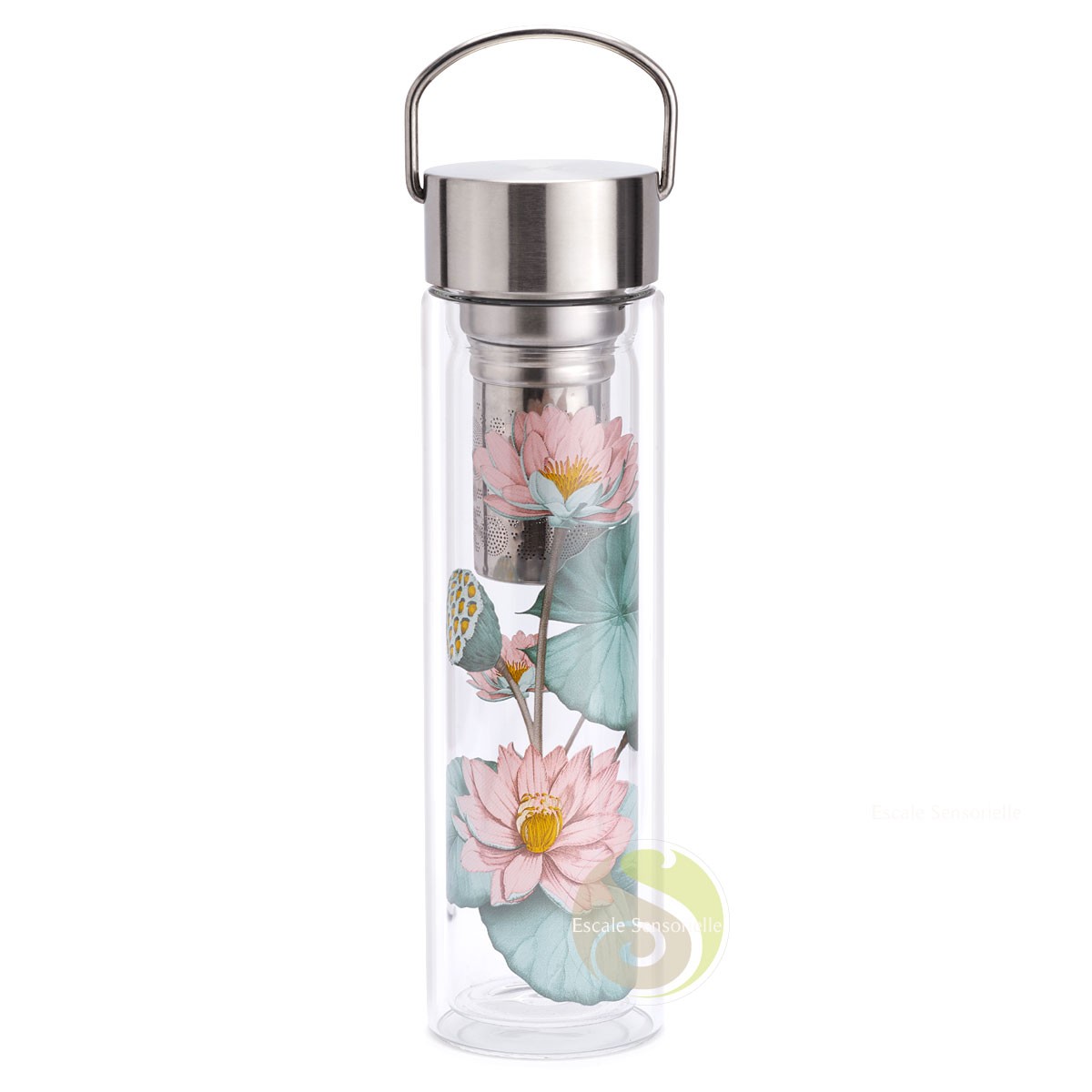 Tisanière infuseur nomade Padma Flowtea design élégant en verre borosilicate