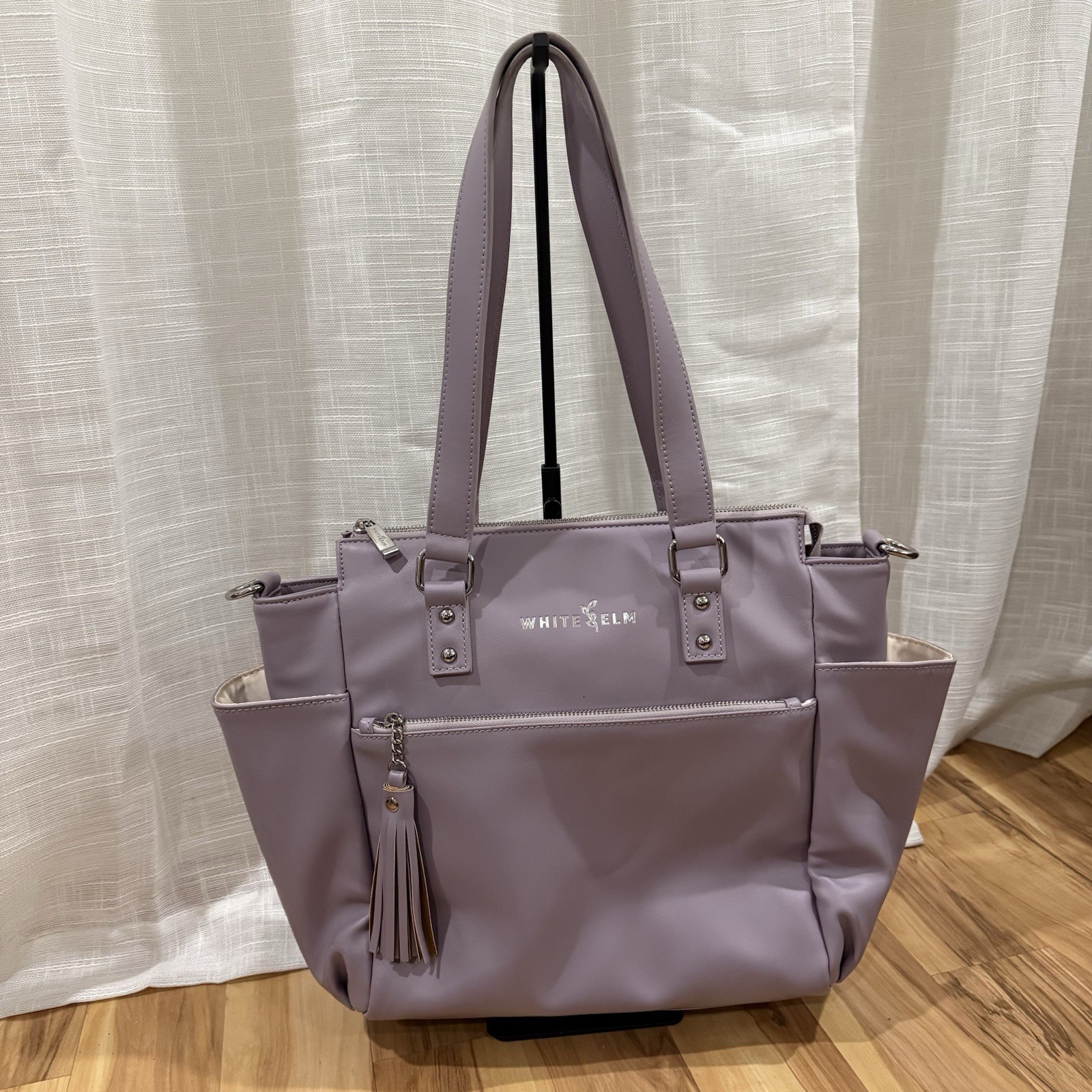 White Elm Gemini Mini Convertible Lavender Color Tote Diaper Bag Laptop Bag READ