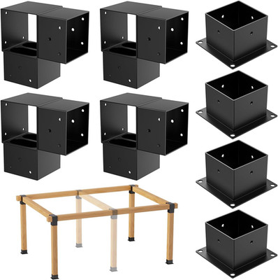 8PCS 4X4 Post Bracket, 4X4 Brackets for Pergola Kit, Deer Stand, Outdoor Platfor