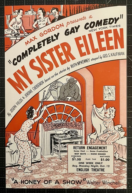 MY SISTER EILEEN 1941 BROADWAY Flyer Handbill Gay NYC Ephemera Theatre RARE