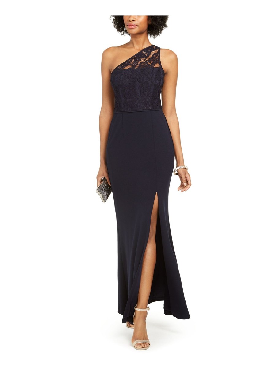 Adrianna Papell Womens Lace One Shoulder Formal Dress Blue 4 Adrianna Papell Womens Lace One Shoulder Formal Dress Blue 4