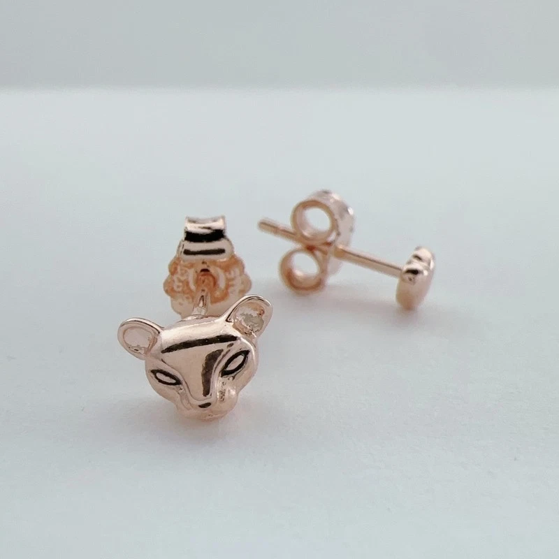 1pair Rose Gold Plated Lion Princess Nala Heart Stud Earrings 288022EN16 - Image 3 of 4