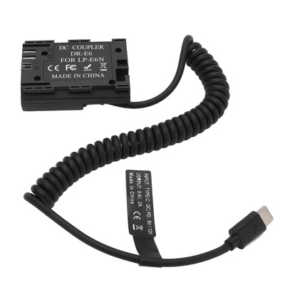 Type C LPE6 Full Decoded Dummy Battery DC Coupler Power Adapter For 5D4 6D2 Fit