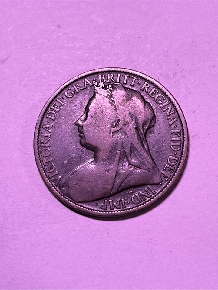 Moneda de 1 penique Gran Bretaña, 1899. KM# 790, bronce. Reina Victoria. Britannia. Foto 2 de 2