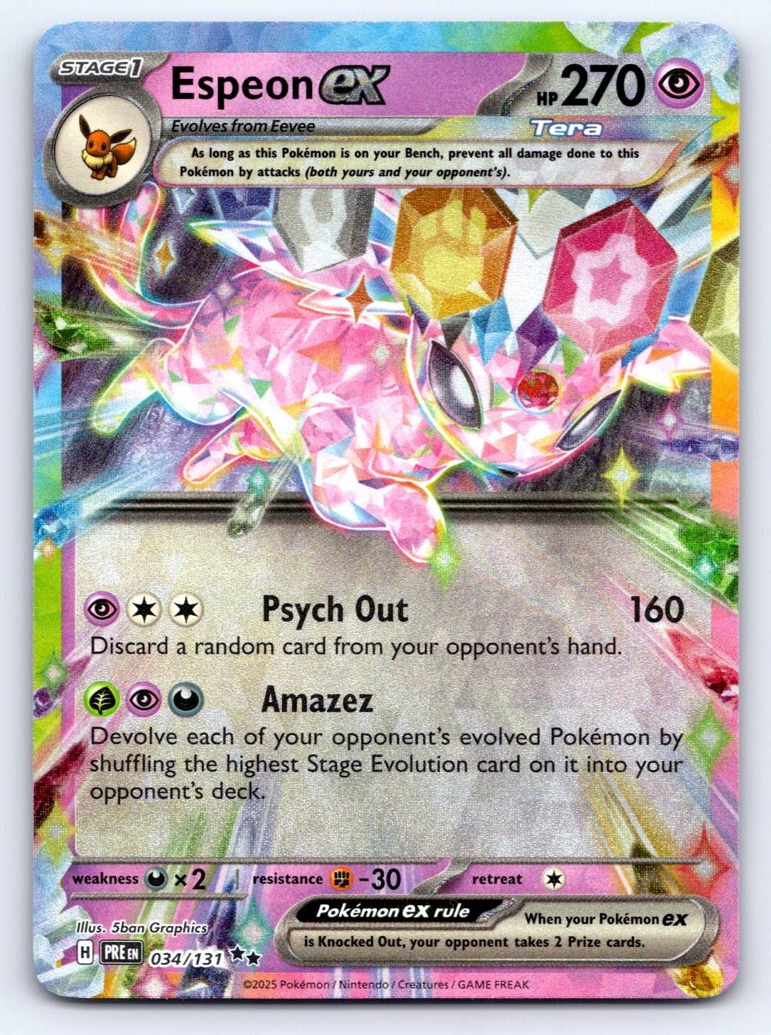 Espeon ex 034/131 Holo Double Rare Prismatic Evolutions Pokemon Near Mint