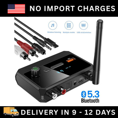 Bluetooth 5.3 Home Stereo Audio Receiver AUX Optical HD Music to RCA Adapter