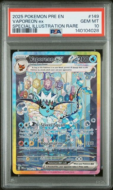 Pokemon Vaporeon ex Prismatic Evolutions SIR #149 PSA 10 Gem Mint