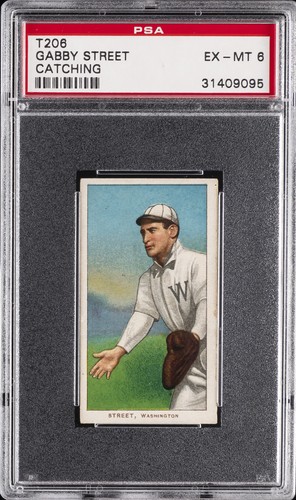 1909-11 T206 UNKNOWN BACK CATCHING GABBY STREET PSA 6