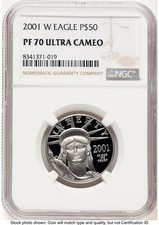 2001-W Proof Platinum Eagle 1/2 oz Brown Label NGC PF70 (784188009) 3682.00 per troy oz