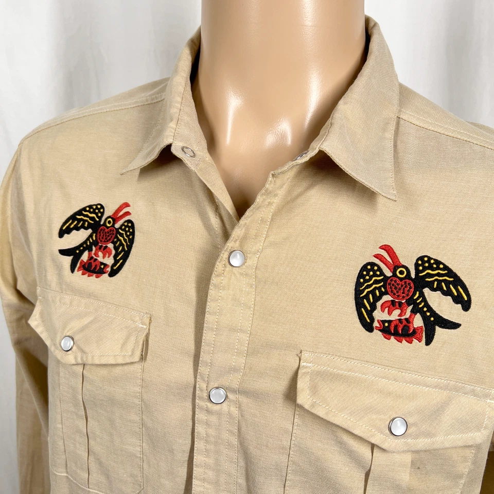 Howler Brothers Men Medium Beige Gaucho Long Sleeve Western Snap Button-Up Shirt - Image 2 of 4