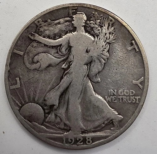 《SILVER》1928-S  50C   Walking Liberty Half Dollar   *GREAT WAY TO BUY SILVER !!