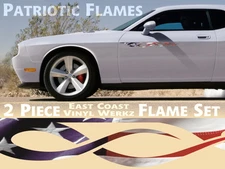  American Flag Pinstripe Flame decals - 2pc set - Car truck 4x4 stickers