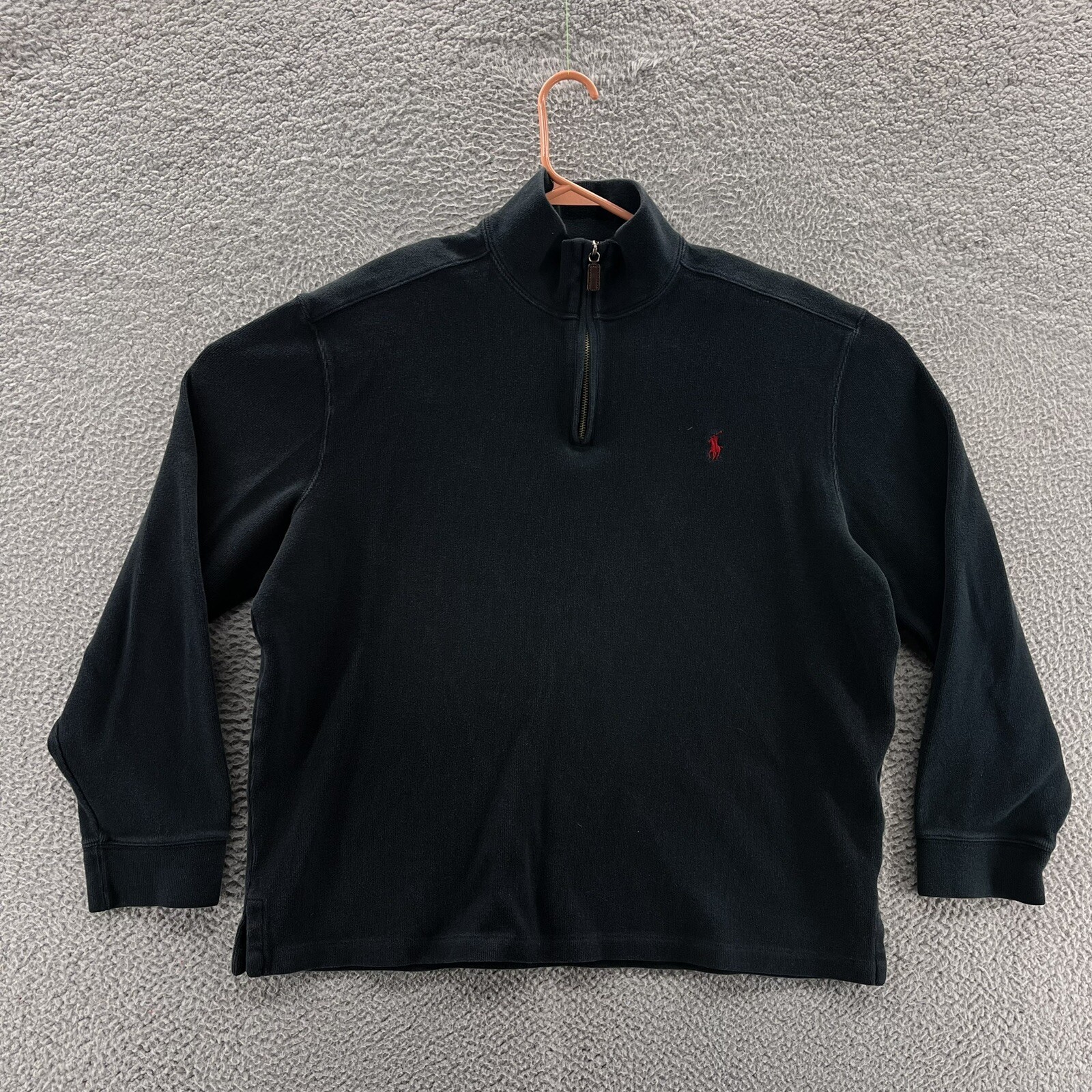 Polo Ralph Lauren Felpa Uomo Extra Large Nera 1 4 Cerniera Pullover Logo Pony