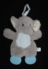 Bobo Buddies Elephant Plush Baby Teether Toy Gray Blue Edgar