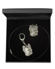 Briard - silver plated keyring, necklace with dog, black box, Art Dog IE