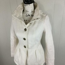 Celebrity Pink Button Front Removable Hood White Jacket Women's Size Small