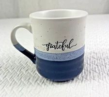 Dowan Dining Coffee Mug Grateful 18 oz Blue Farmhouse Cottage Country Sturdy EUC
