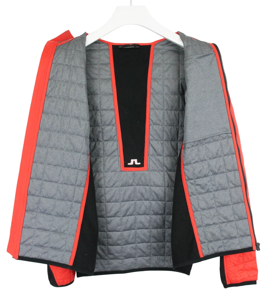 J. LINDEBERG Atna Hybrid Hood Pertex Jacket Men's LARGE Full Zip Padded Red - Image 4 of 4